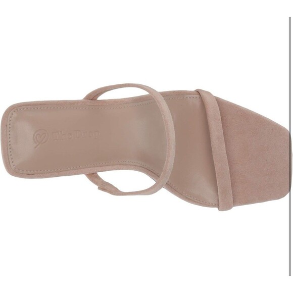 NWT The Drop Women's Avery Square Toe Two Strap Heeled Sandals Natural Size 7 - Picture 7 of 8